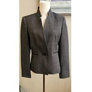 Evan Picone Black‎ Label Women One Button Front Career Blazer Jacket Size 4 Gray